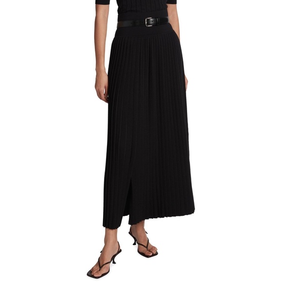 THE ROW Coraline Wool & Silk Knit Pleated Skirt in Black Size Large L - Picture 3 of 5